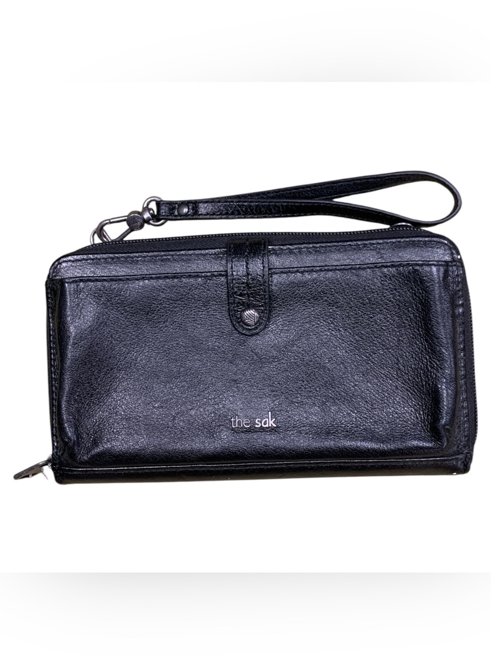 The Sak Black Leather Wristlet Clutch
